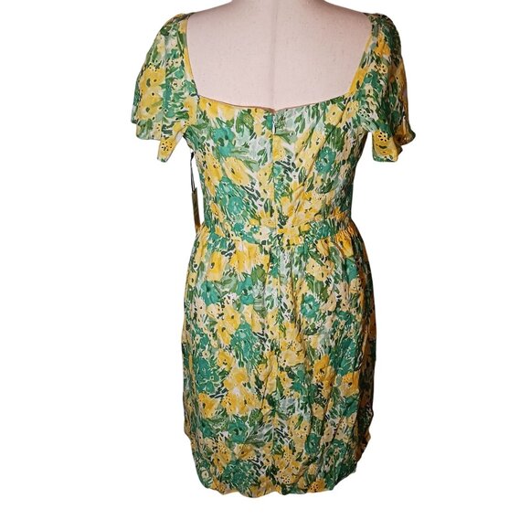 New‎ Kensie Dresses Womens Mini Eyelet Fit & Flare Dress Citron Multi Size 12 - Picture 6 of 15